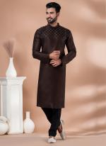 Banarasi Dhupion Silk Coffee Festival Wear Weaving Kurta Pajama